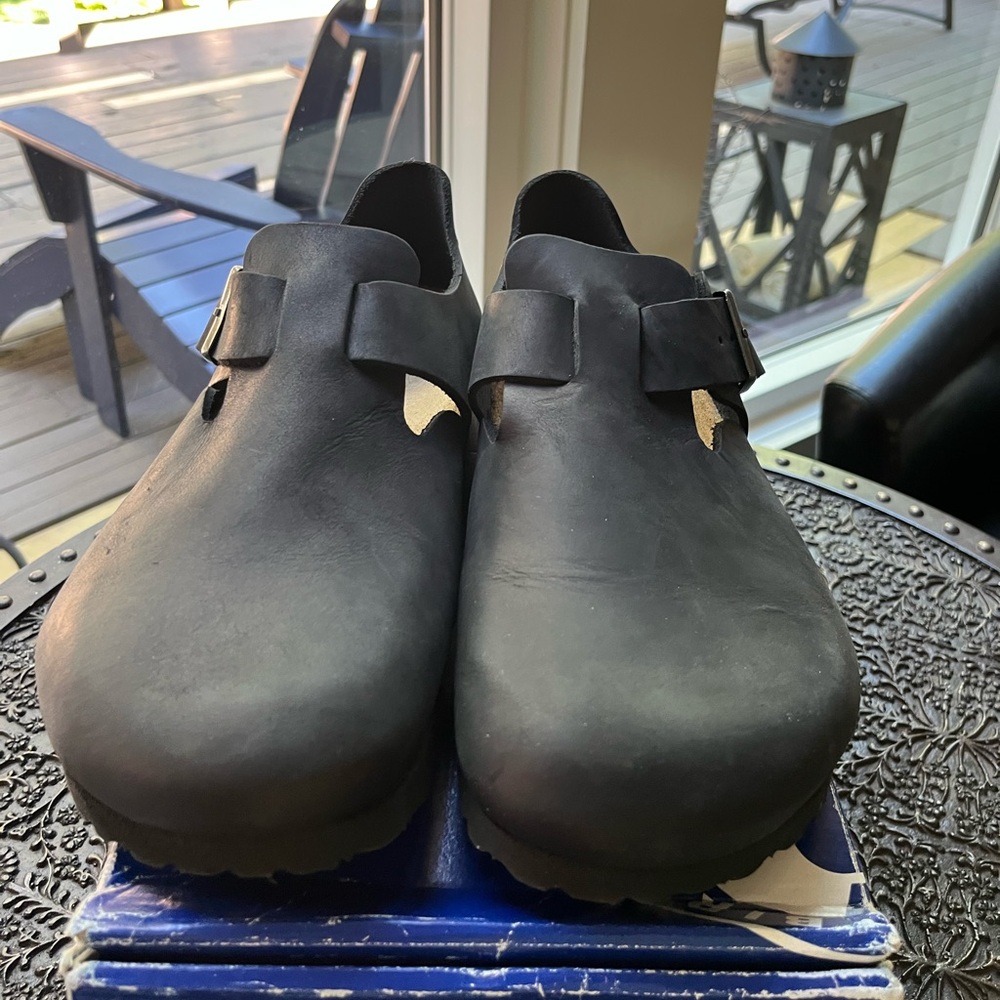 🖤BIRKENSTOCK LONDON OILED LEATHER BLACK CLOGS SHOES 43 10 - Picture 8 of 13